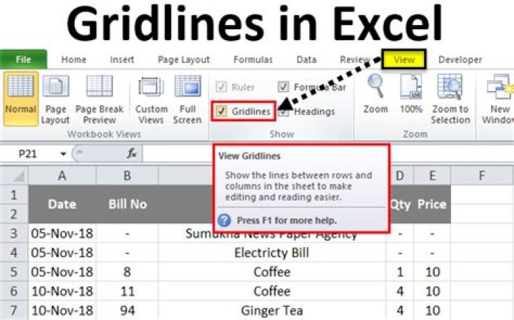 How do I show lines in Excel after filling?